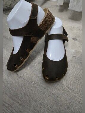 BioNatura Brown Leather Solo Mary Jane Slingback Sandals 39/8